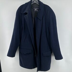 Vintage Burberry’s Dark Blue Wool Overcoat Men’s sz Large